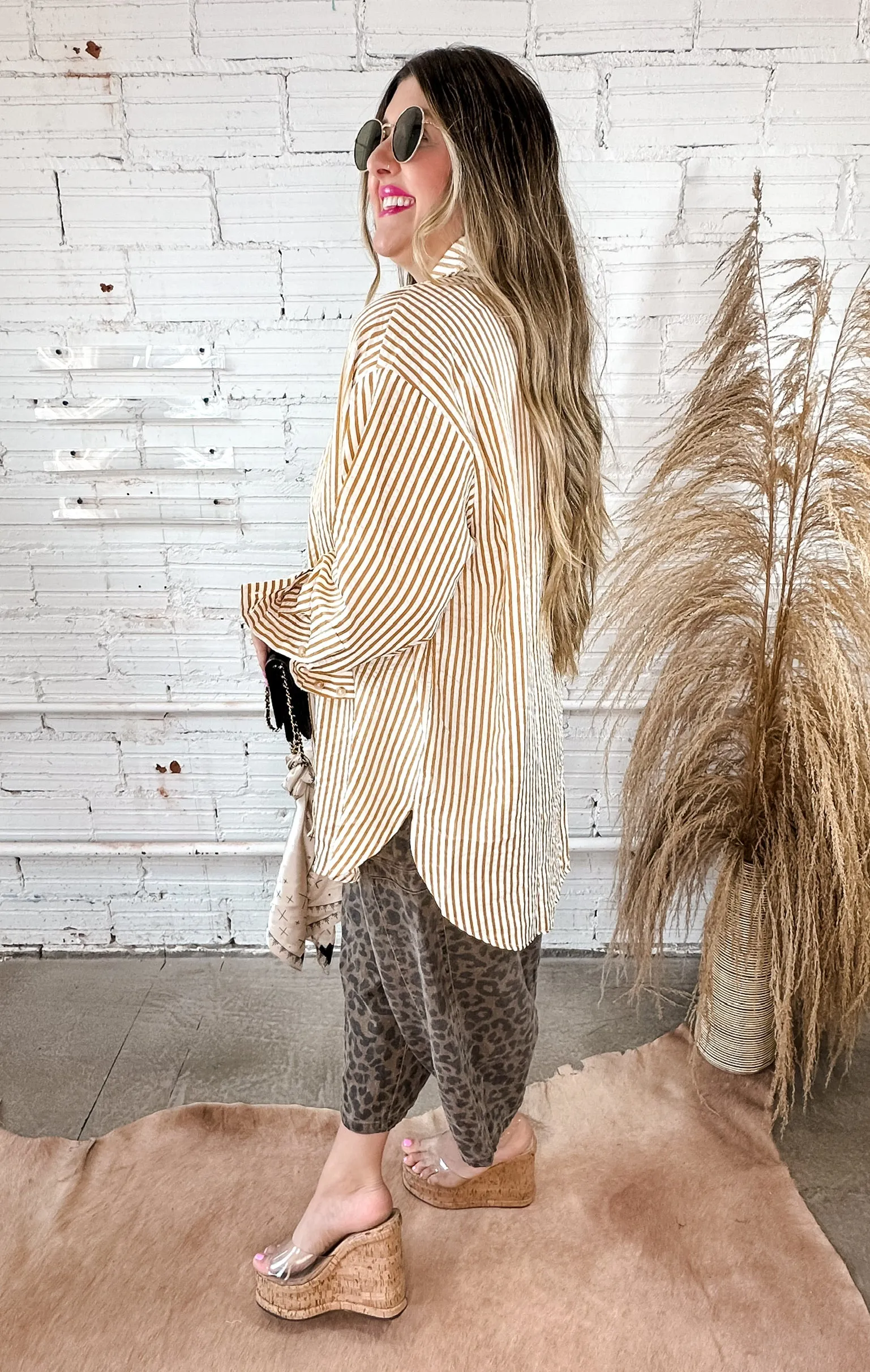 Classic Striped Button Down - Honey