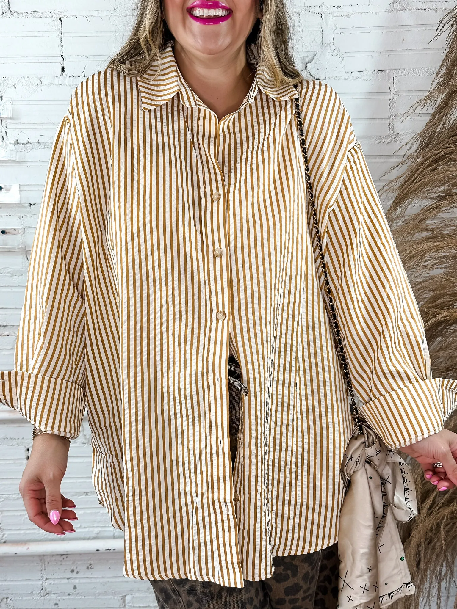 Classic Striped Button Down - Honey