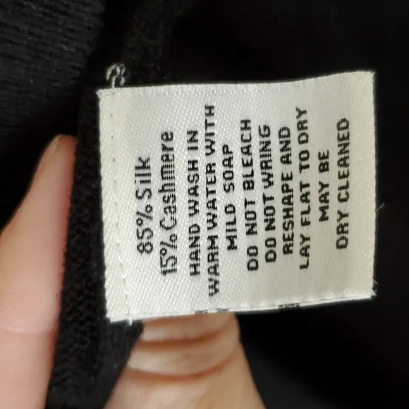Claudia Nichole Silk Cashmere Black Sweater With Faux Pearls Size S