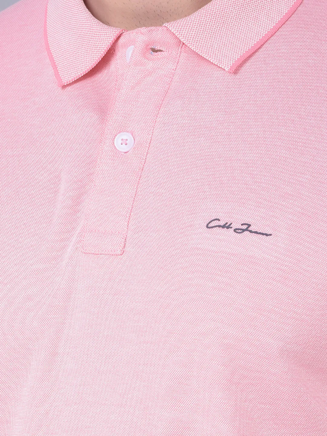 COBB SOLID ROSE PINK POLO NECK T-SHIRT