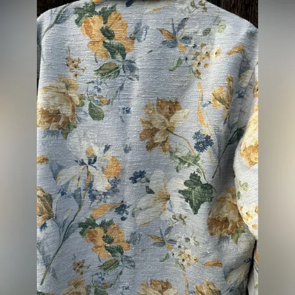 Coldwater Creek Floral Blazer Collared Jacket in Blue Yellow Green Suit Coat