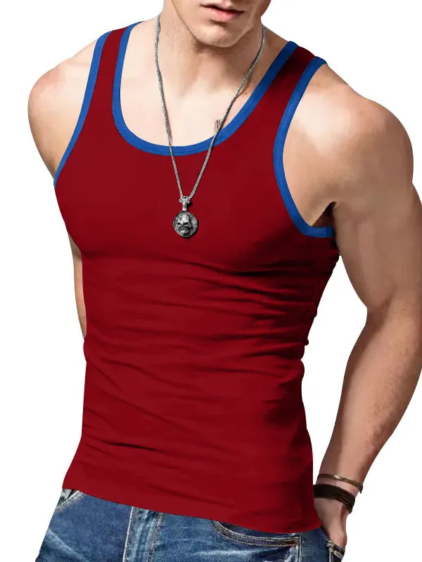 Colorblocked Crewneck Casual Sports Vest
