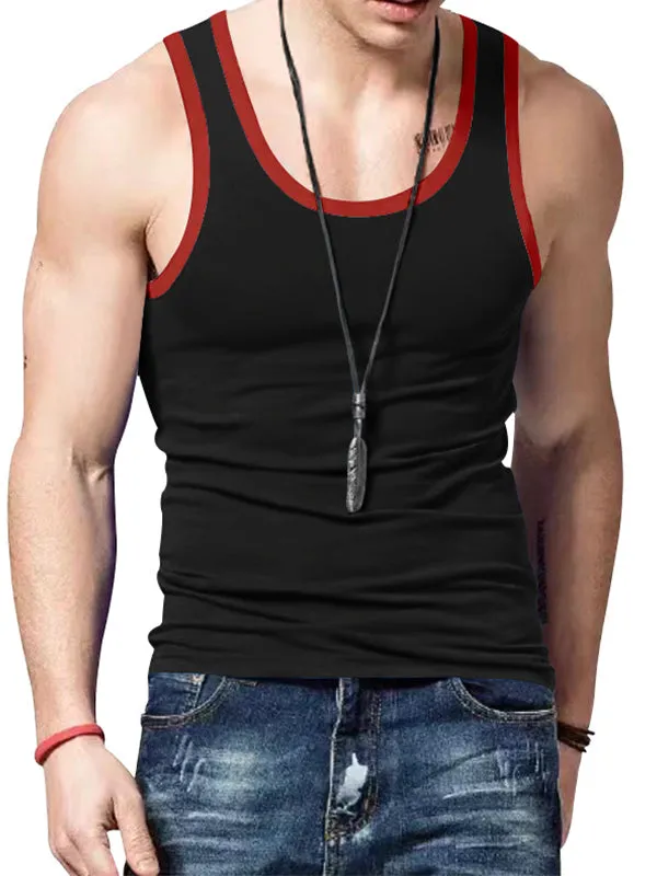 Colorblocked Crewneck Casual Sports Vest