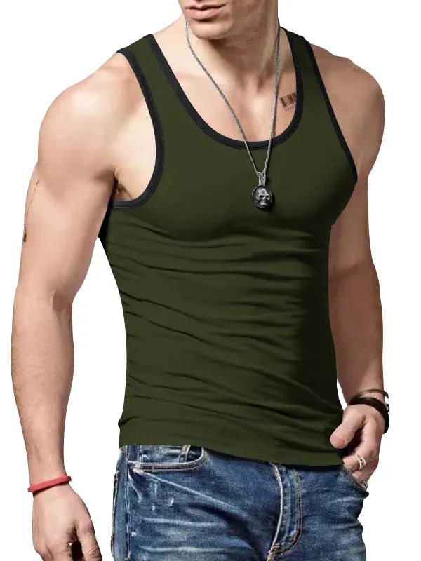 Colorblocked Crewneck Casual Sports Vest