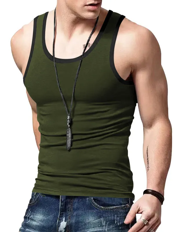 Colorblocked Crewneck Casual Sports Vest
