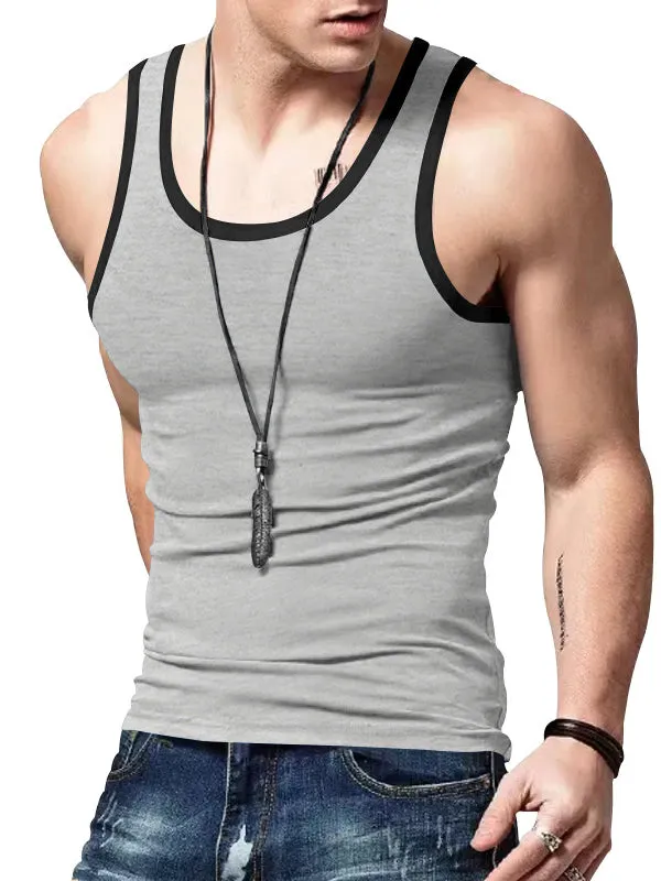 Colorblocked Crewneck Casual Sports Vest