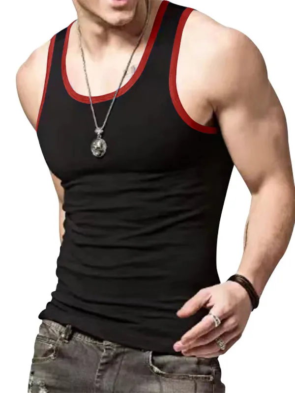 Colorblocked Crewneck Casual Sports Vest