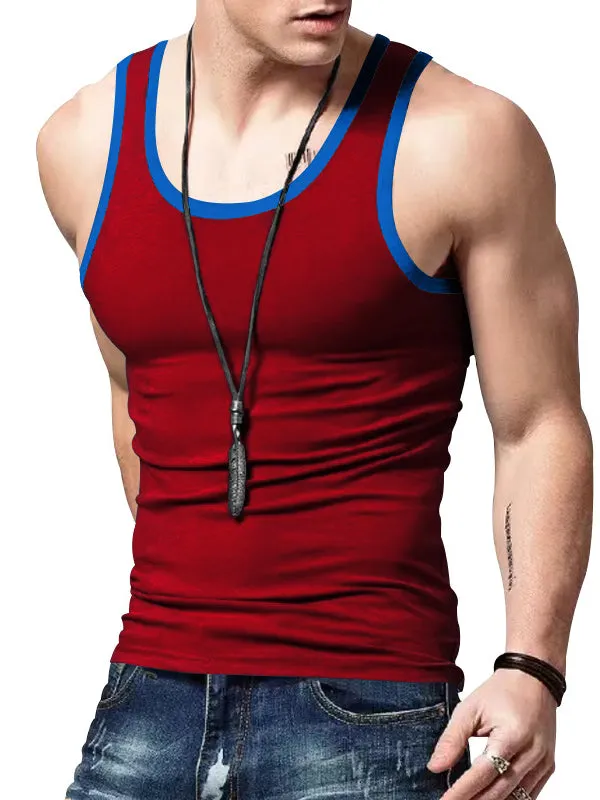 Colorblocked Crewneck Casual Sports Vest