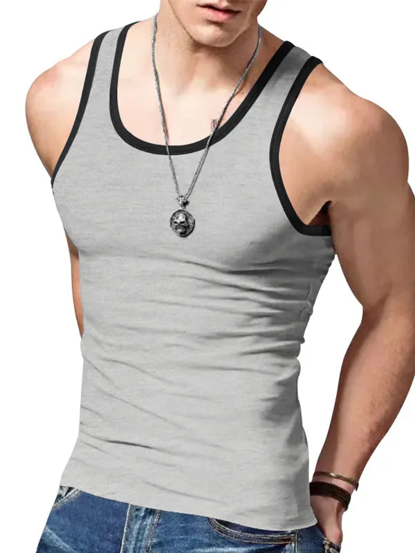 Colorblocked Crewneck Casual Sports Vest