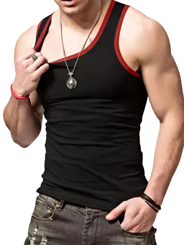 Colorblocked Crewneck Casual Sports Vest
