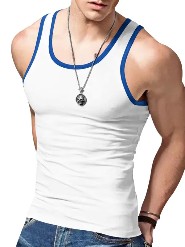 Colorblocked Crewneck Casual Sports Vest