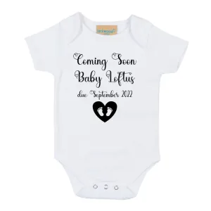 Coming Soon Baby Vest, Personalised Gift