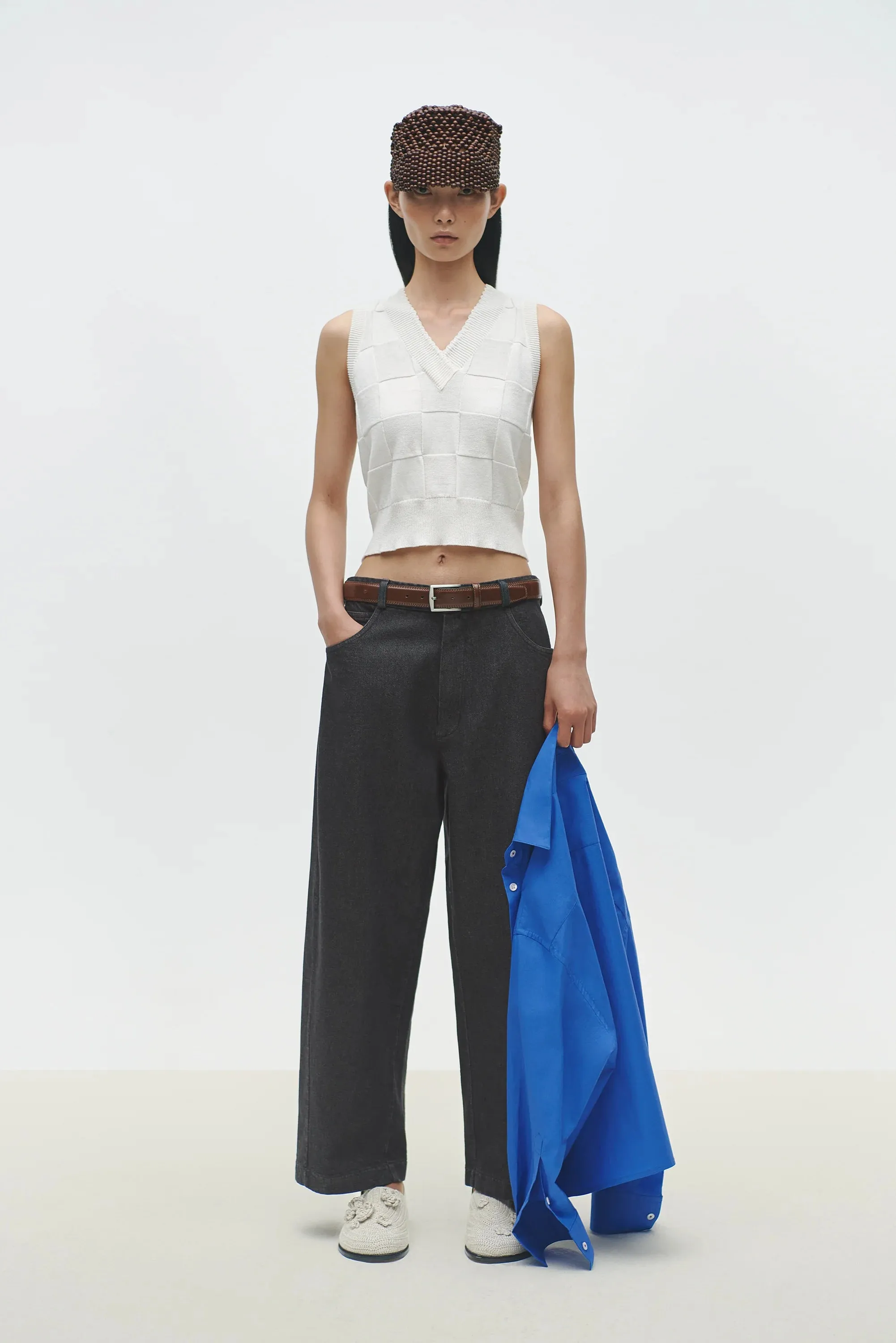 Cordera - Checkered Cotton & Cashmere Waistcoat (White)