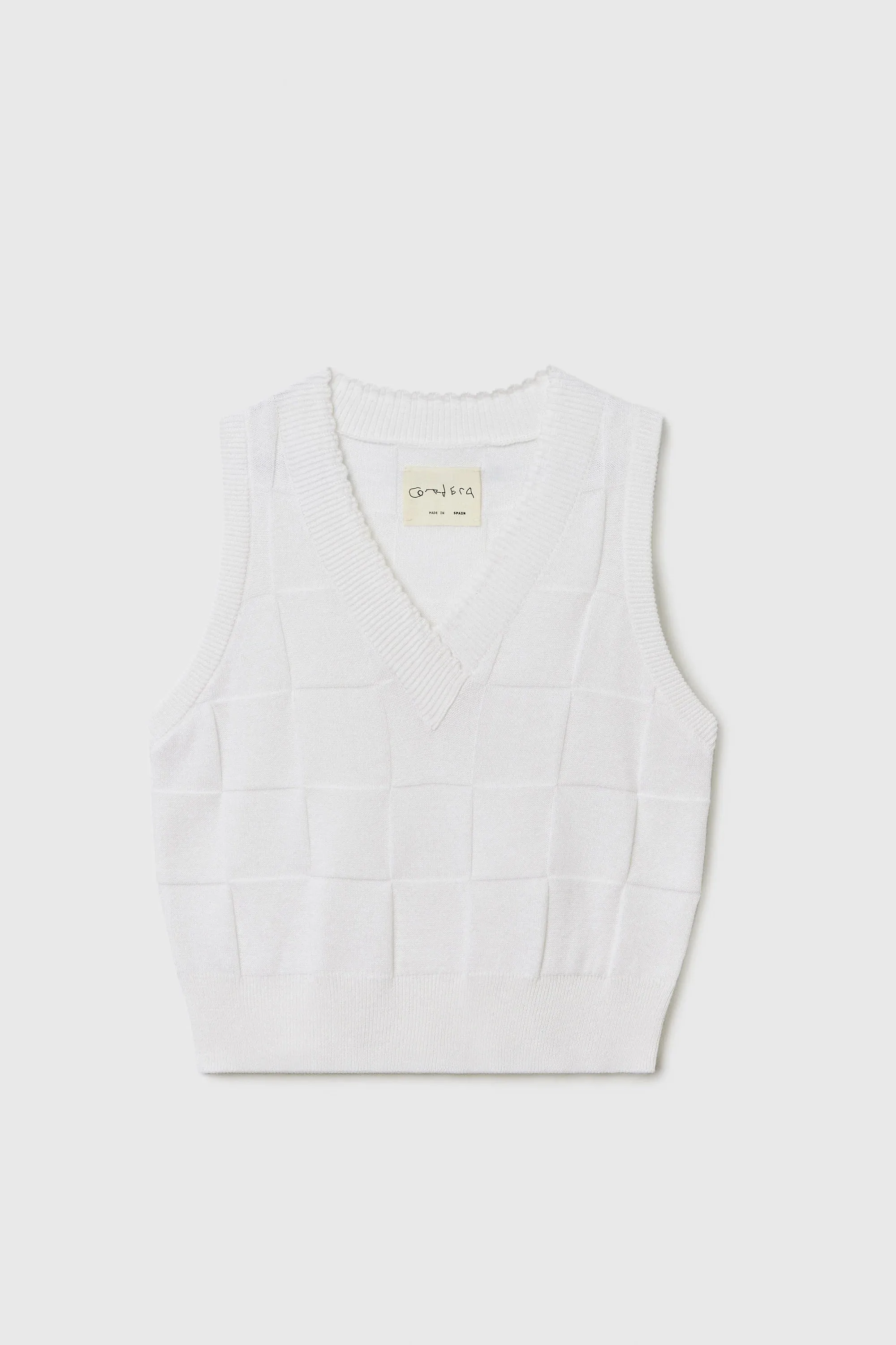 Cordera - Checkered Cotton & Cashmere Waistcoat (White)