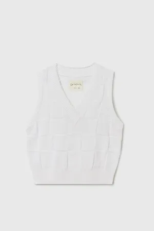 Cordera - Checkered Cotton & Cashmere Waistcoat (White)