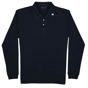 Cotton Polo - Long Sleeve - Black