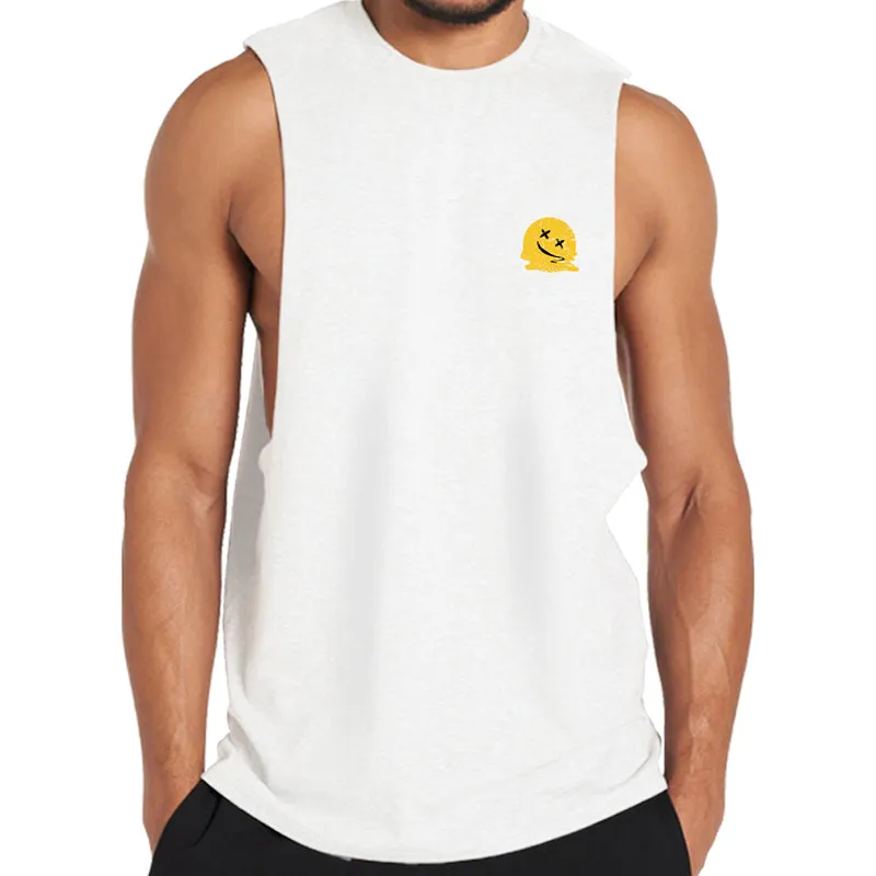 Cotton Smiley Face Workout Tank Top