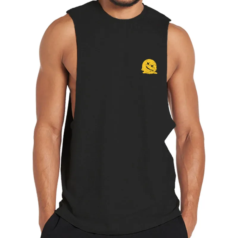 Cotton Smiley Face Workout Tank Top