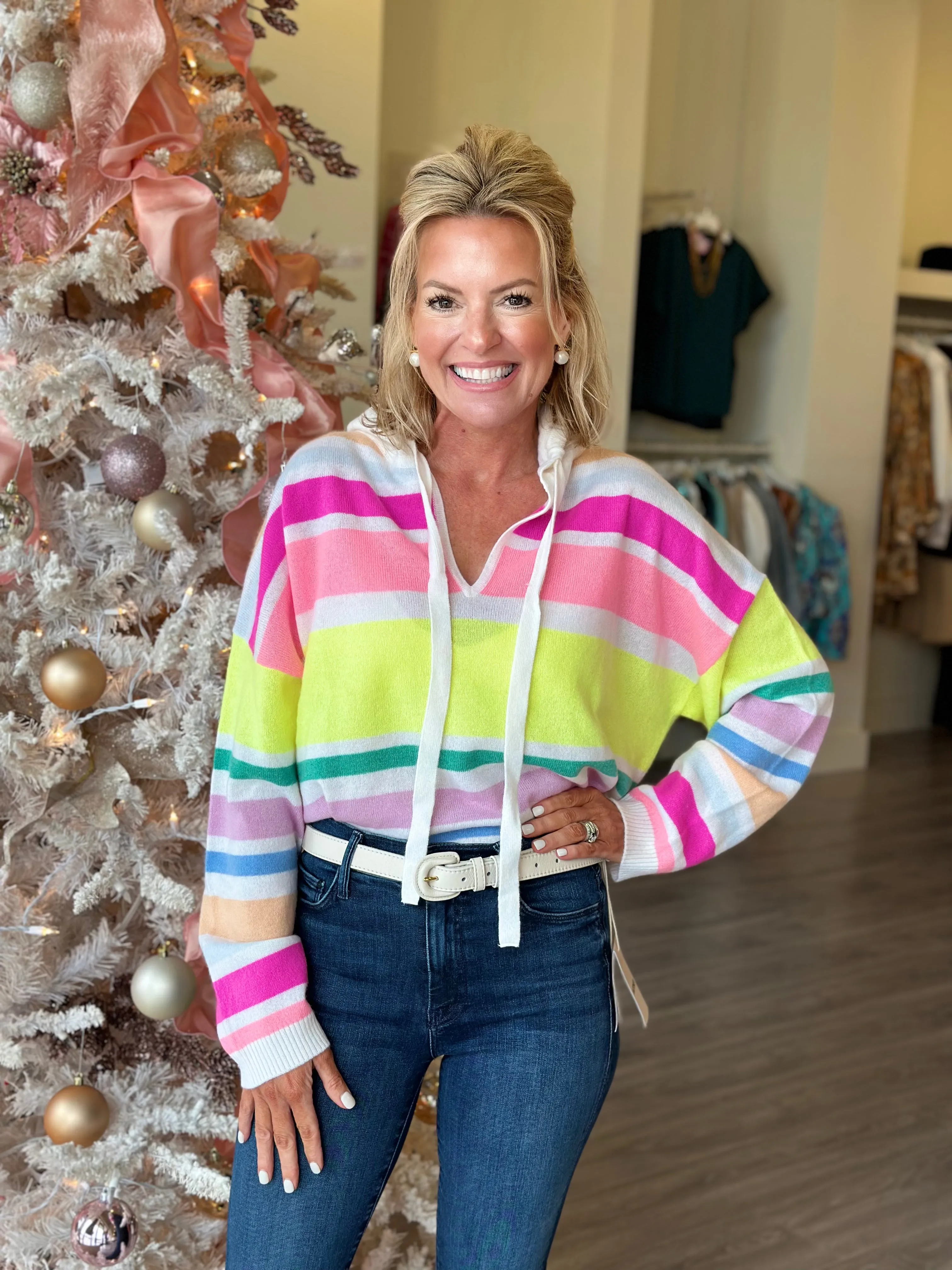 CR067 Stripe Cashmere Hoodie