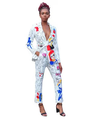 Creative Masterpiece- White two piece pant suit