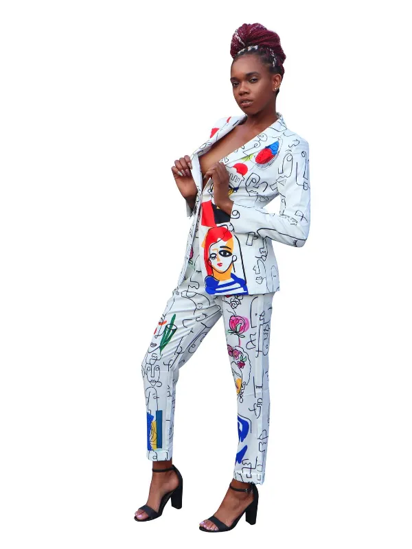 Creative Masterpiece- White two piece pant suit