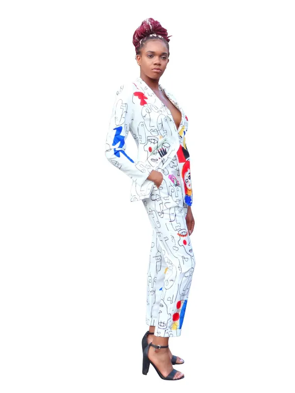 Creative Masterpiece- White two piece pant suit
