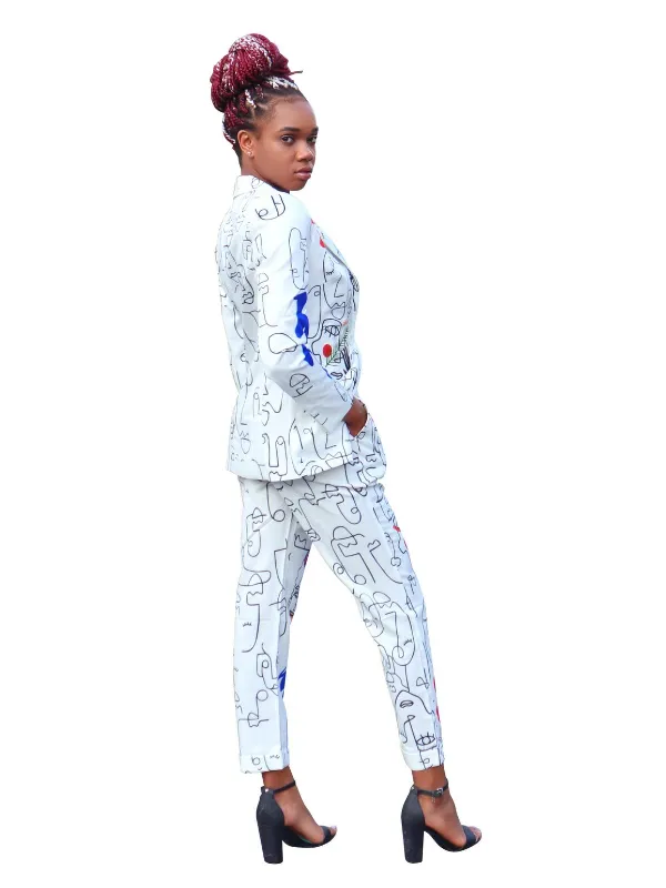Creative Masterpiece- White two piece pant suit