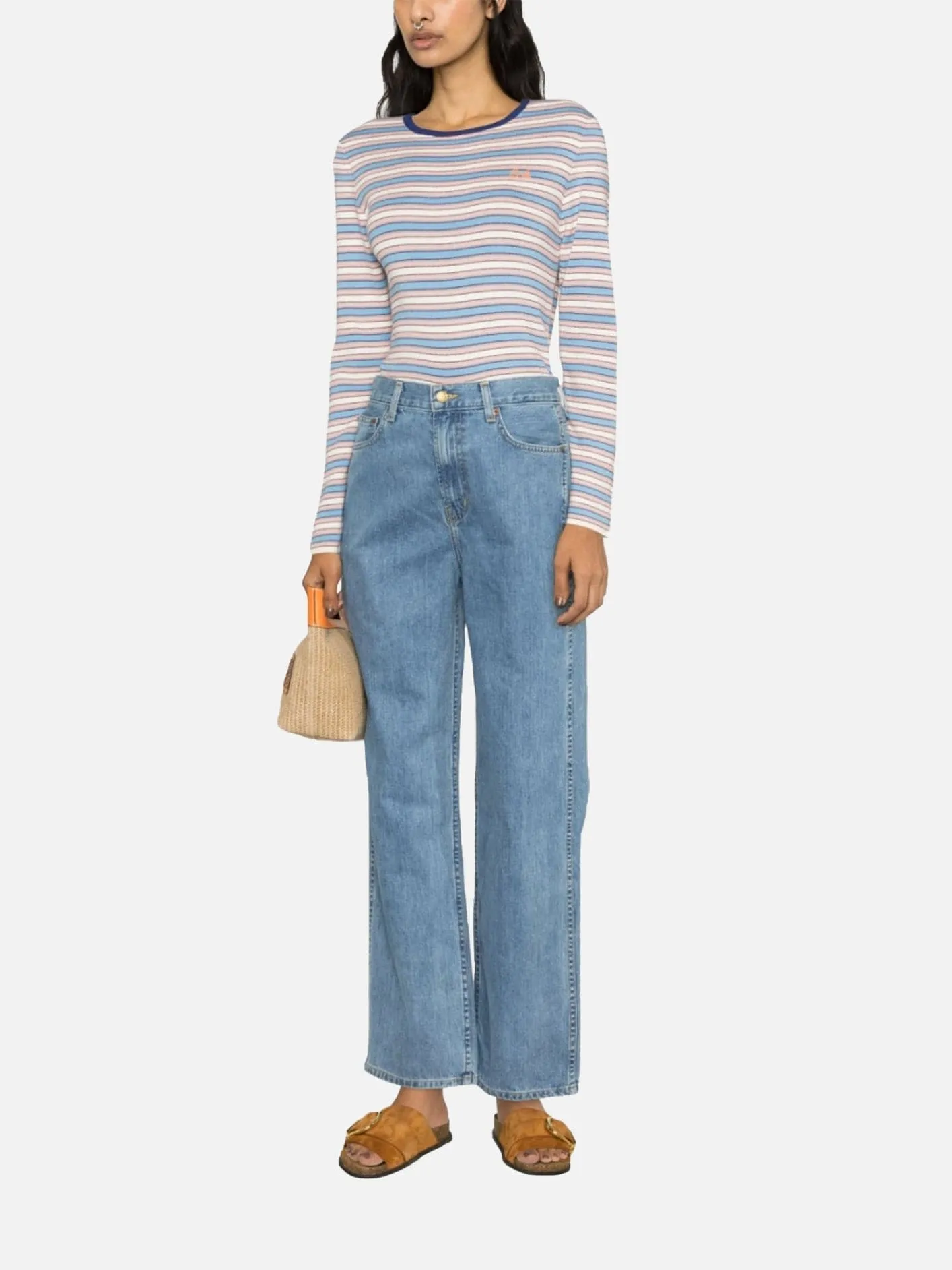 Crewneck Striped Light Sweater - Blue