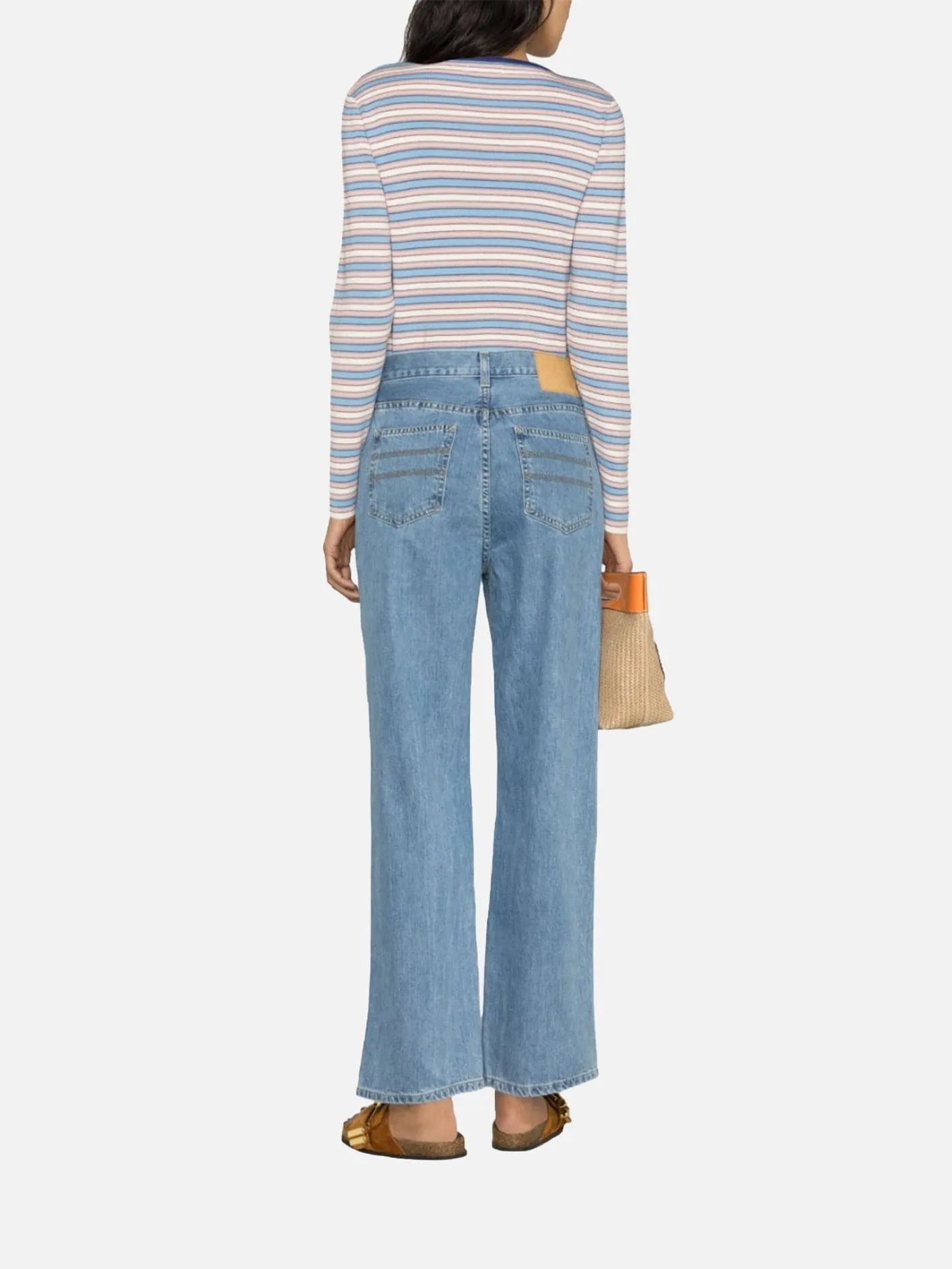 Crewneck Striped Light Sweater - Blue