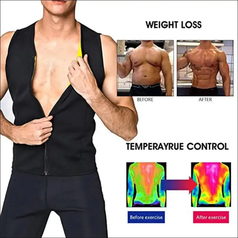 Cxzd men neoprene sauna suit hot body shaper corset for weight loss with zipper waist trainer vest