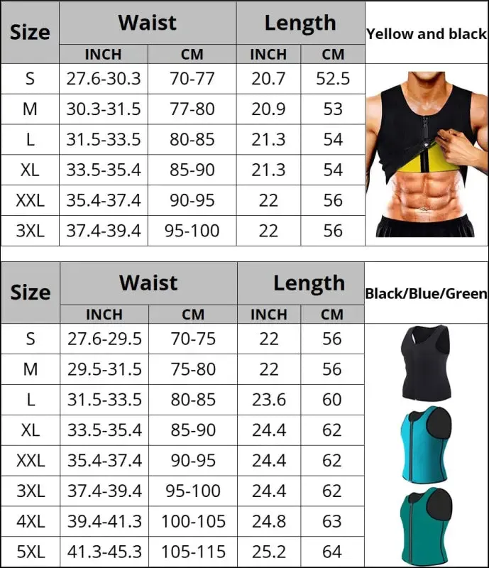 Cxzd men neoprene sauna suit hot body shaper corset for weight loss with zipper waist trainer vest