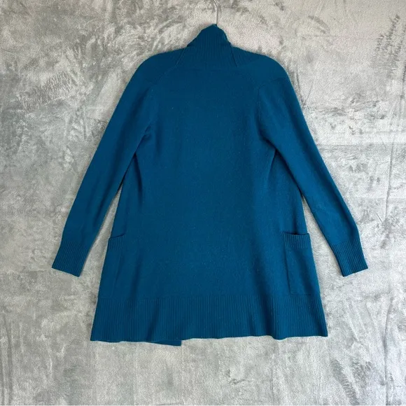 Cynthia Rowley 100% Cashmere Cardigan Sweater Small Peacock Blue Open Front Soft