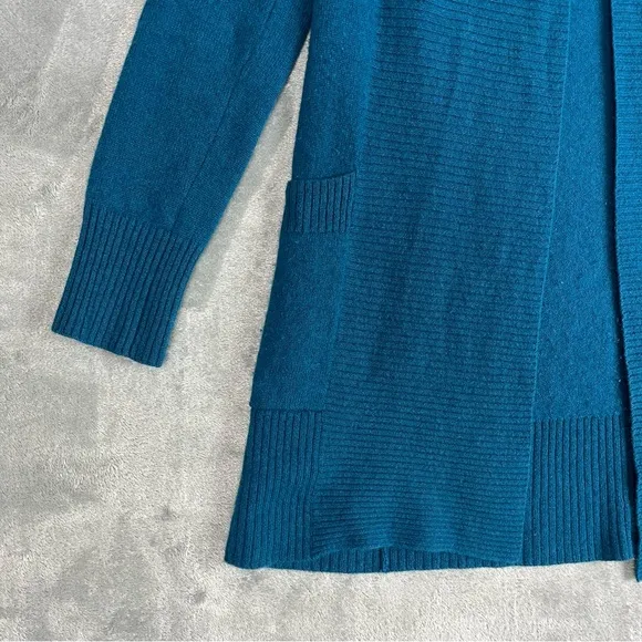 Cynthia Rowley 100% Cashmere Cardigan Sweater Small Peacock Blue Open Front Soft