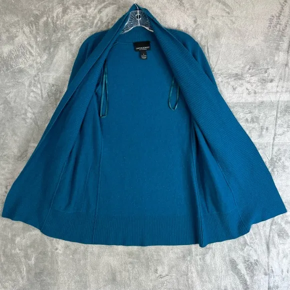 Cynthia Rowley 100% Cashmere Cardigan Sweater Small Peacock Blue Open Front Soft
