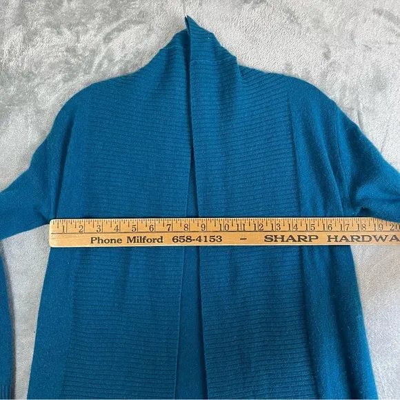 Cynthia Rowley 100% Cashmere Cardigan Sweater Small Peacock Blue Open Front Soft