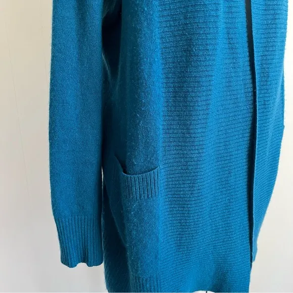Cynthia Rowley 100% Cashmere Cardigan Sweater Small Peacock Blue Open Front Soft