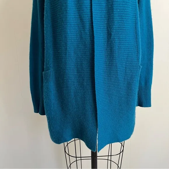 Cynthia Rowley 100% Cashmere Cardigan Sweater Small Peacock Blue Open Front Soft