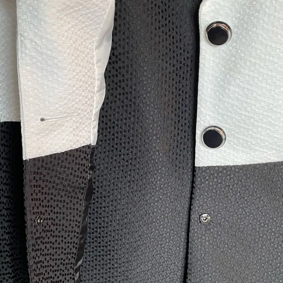 D. VINE 2 PC Blazer &amp; Skirt Black/White colorblock Suit Textured Women Size:16W