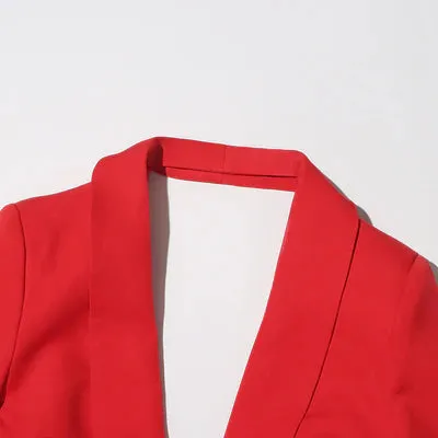 DACRE BACK CUTOUT FLOWER BLAZER IN RED