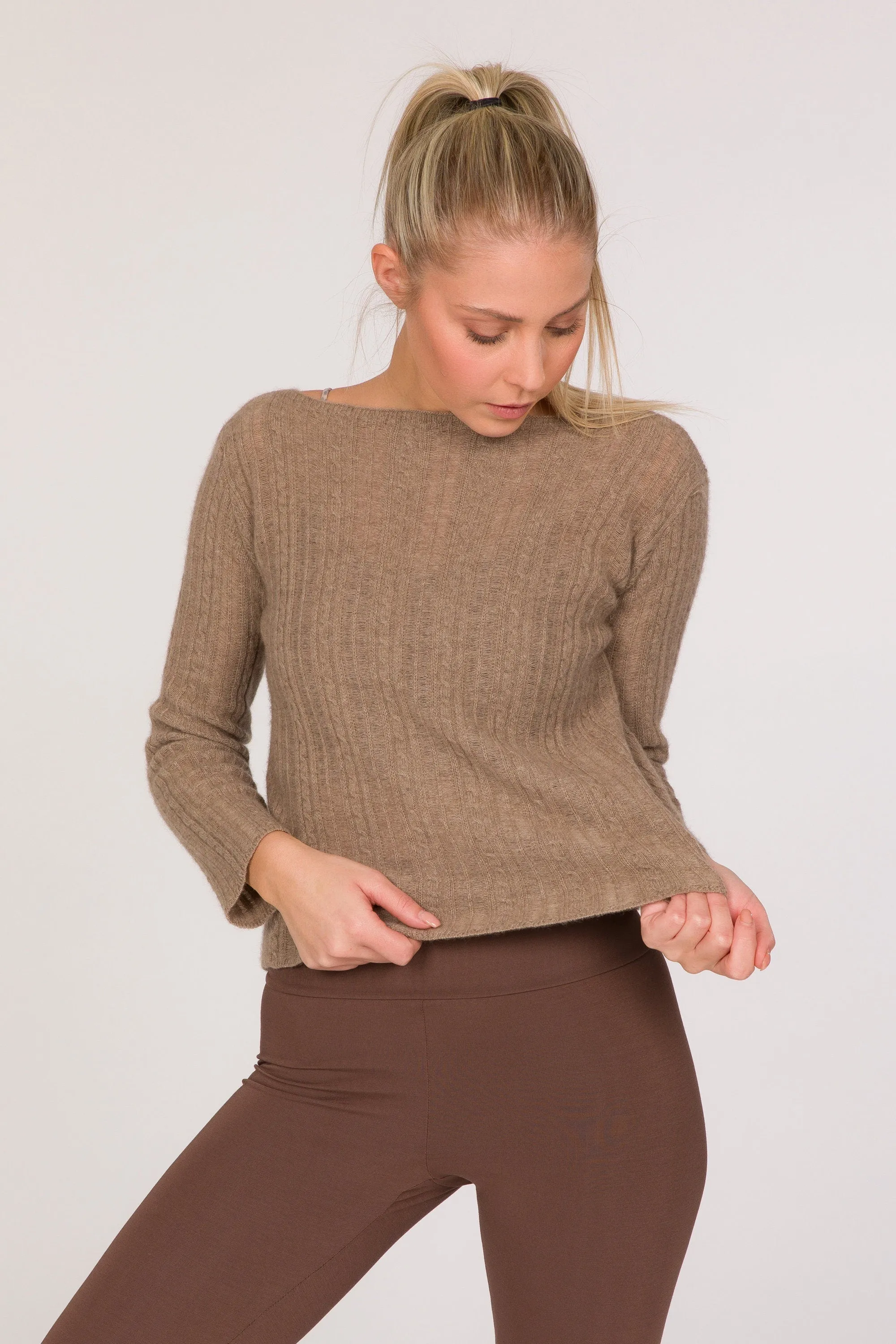 Dalai Eco-Cashmere Cable Knit Jumper - Dark Beige
