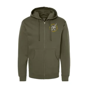 Defend & Conquer Zip-Up Hooded Sweatshirt | Army