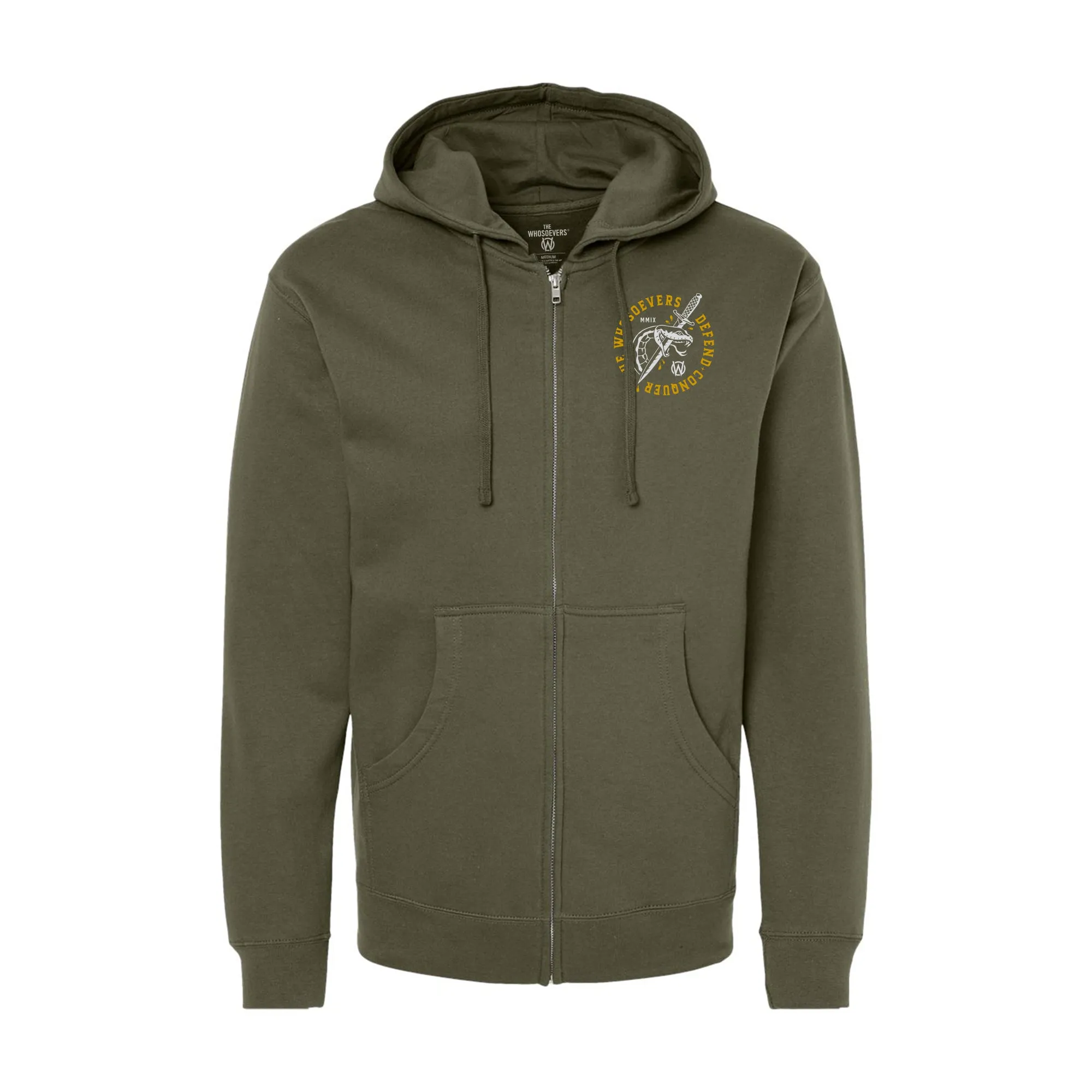 Defend & Conquer Zip-Up Hooded Sweatshirt | Army