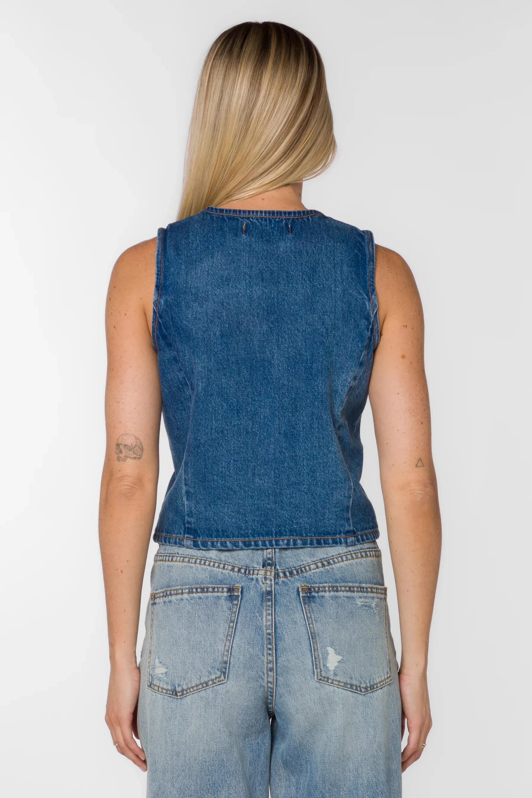 Dellis Denim Vest in Evian Blue