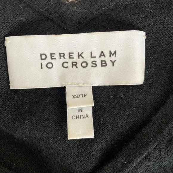 Derek Lam 10 Crosby Ventura V Neck Wool Cashmere Silk Blend Black Sweater XS