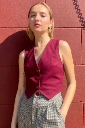 Diane Vest in Cotton Twill - Wine
