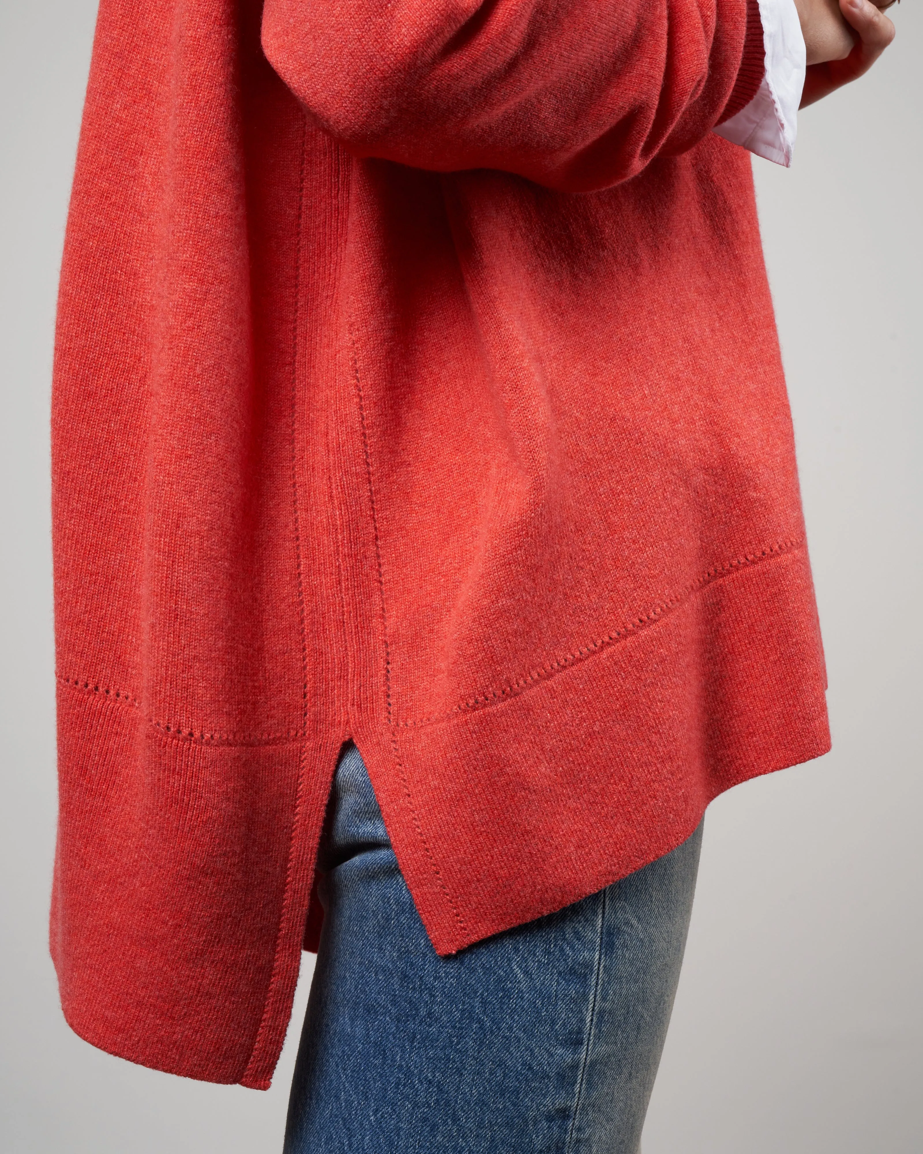 dropped shoulder v neck sweater - spark