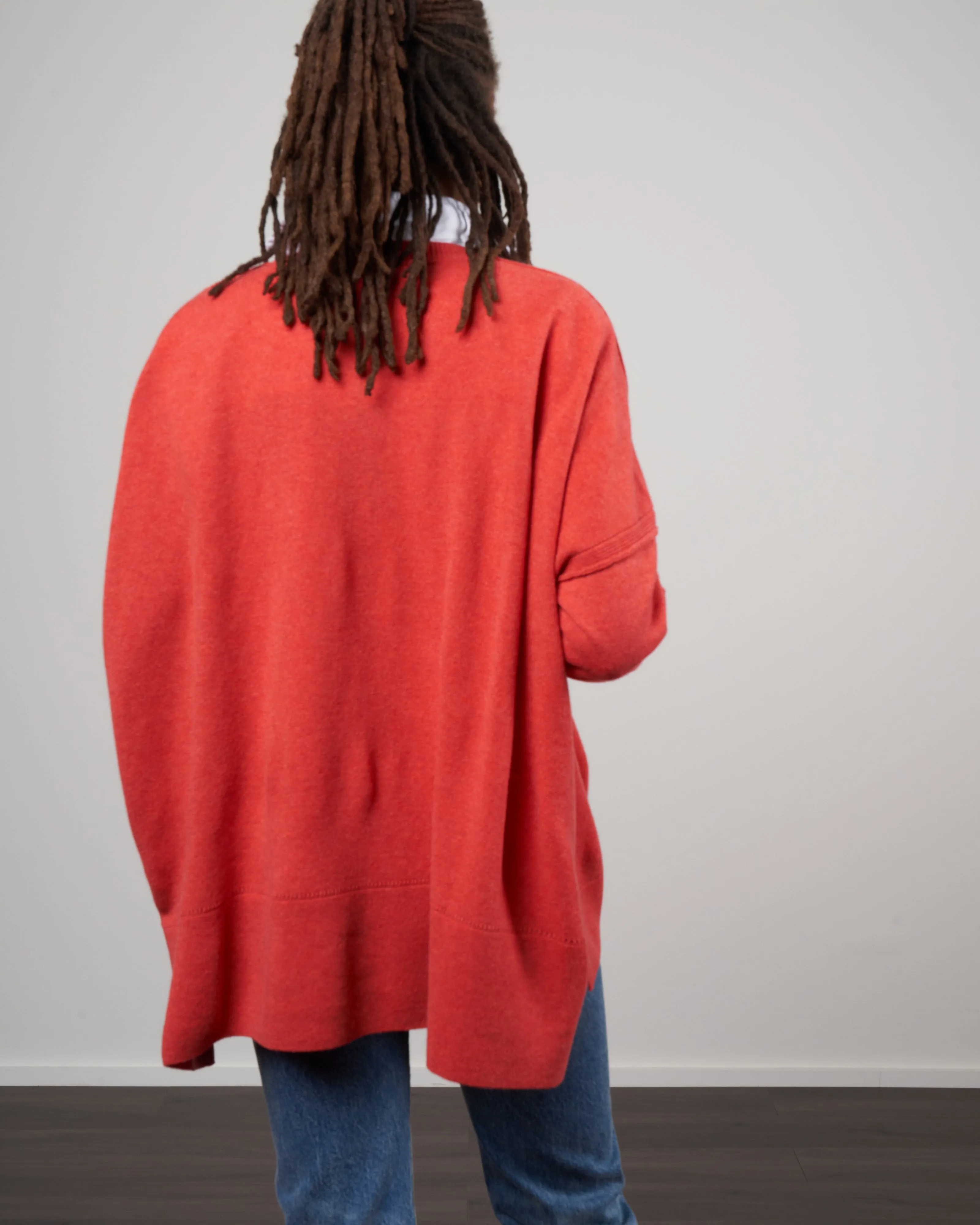 dropped shoulder v neck sweater - spark