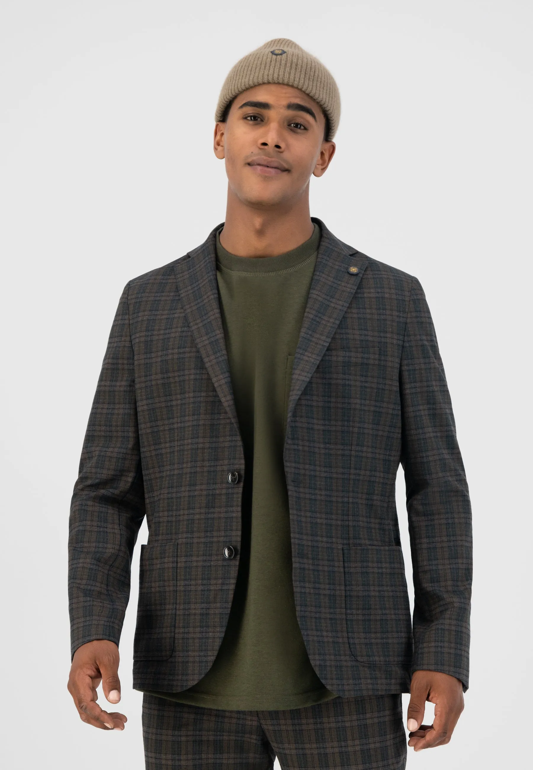 DSZ BRUSHED CHECK STRETCH BLAZER