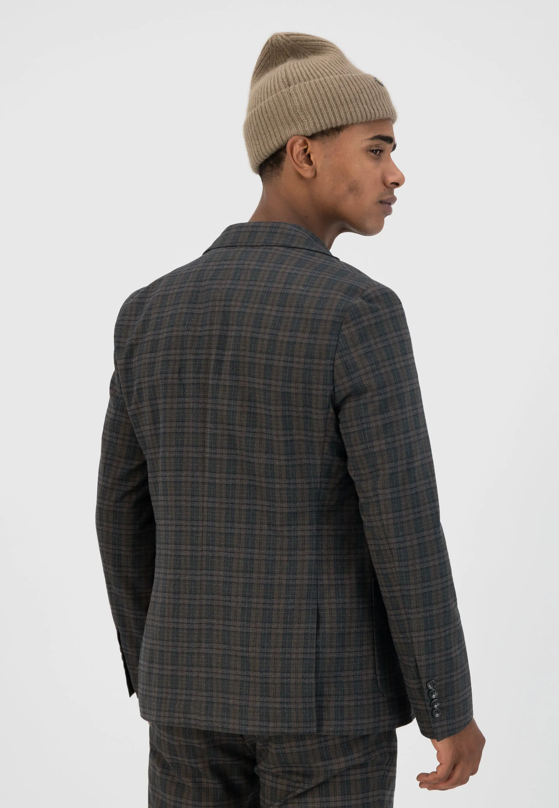 DSZ BRUSHED CHECK STRETCH BLAZER