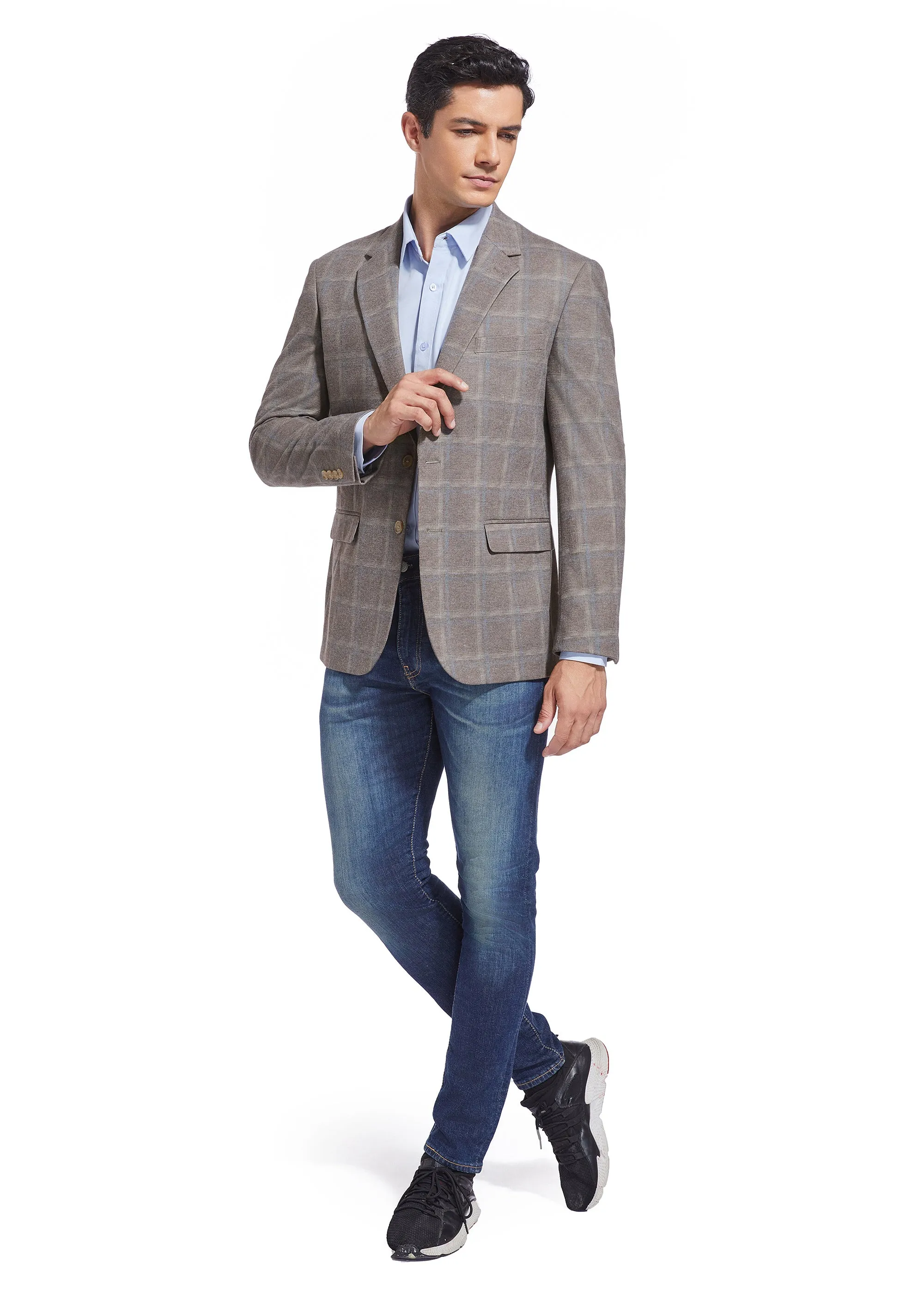 DUCHAMP MODERN WINDOWPANE KNIT SPORTCOAT